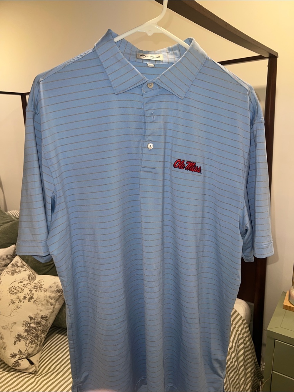 Ole Miss Peter Millar Light Blue with charcoal stripes